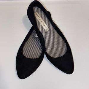 Black, suede flats, size 7.5